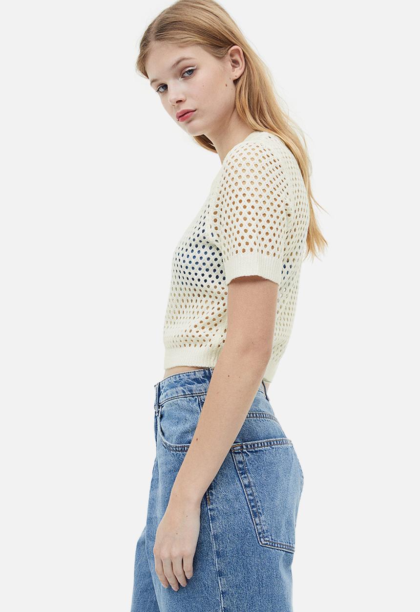 H&M - Hole-knit top - cream 