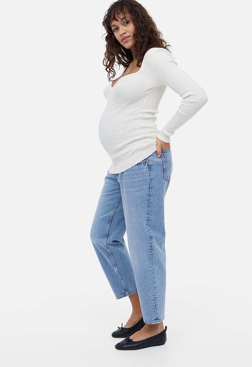 H&M - Mama mom loose ankle jeans - light denim blue 