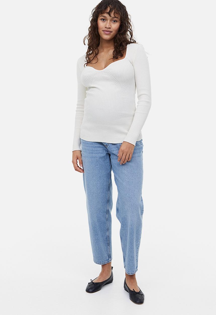 H&M - Mama mom loose ankle jeans - light denim blue 