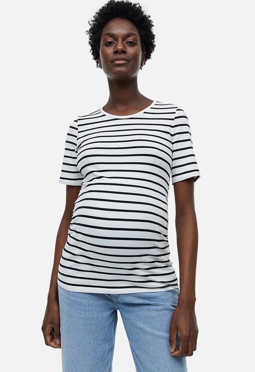 H&M - Mama 2-pack cotton T-shirts - dark blue striped 