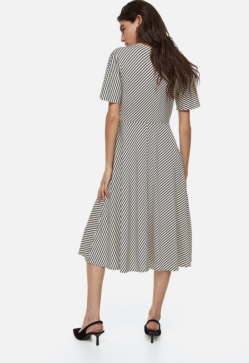 H&M - Jersey wrap dress - white black striped 