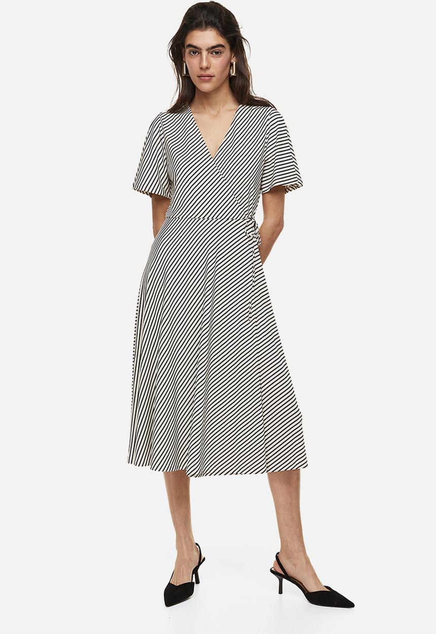 H&M - Jersey wrap dress - white black striped 