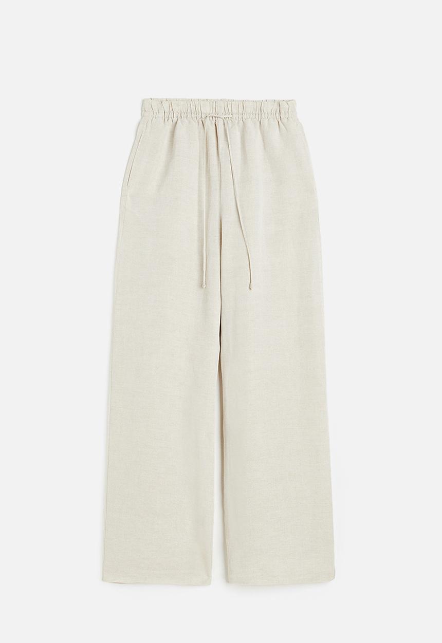H&M - Linen-blend pull-on trousers - light beige 