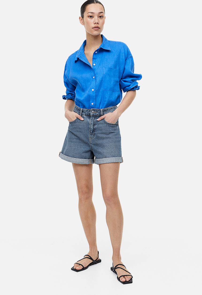 H&M - Mom high denim shorts - denim blue 