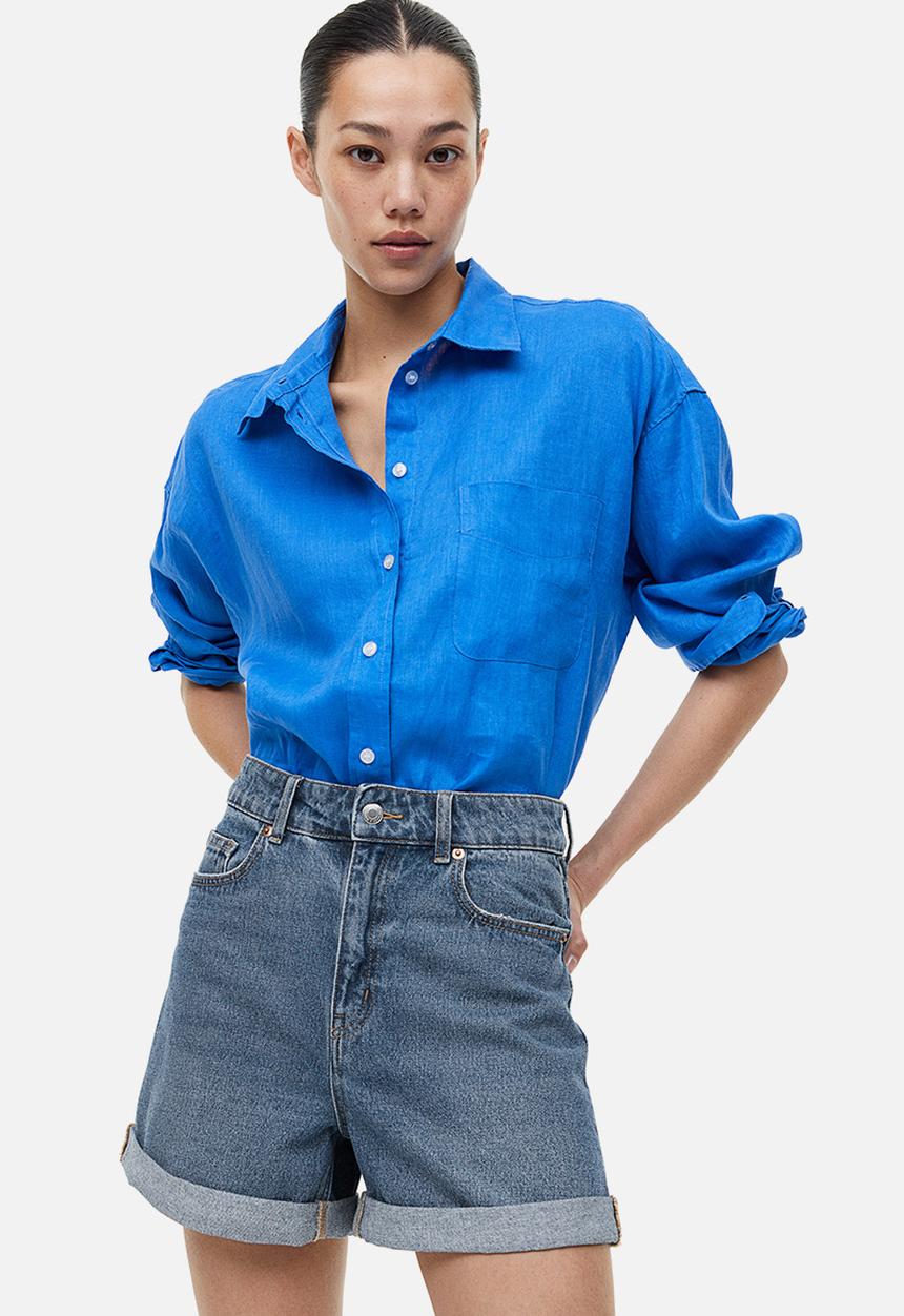H&M - Mom high denim shorts - denim blue 