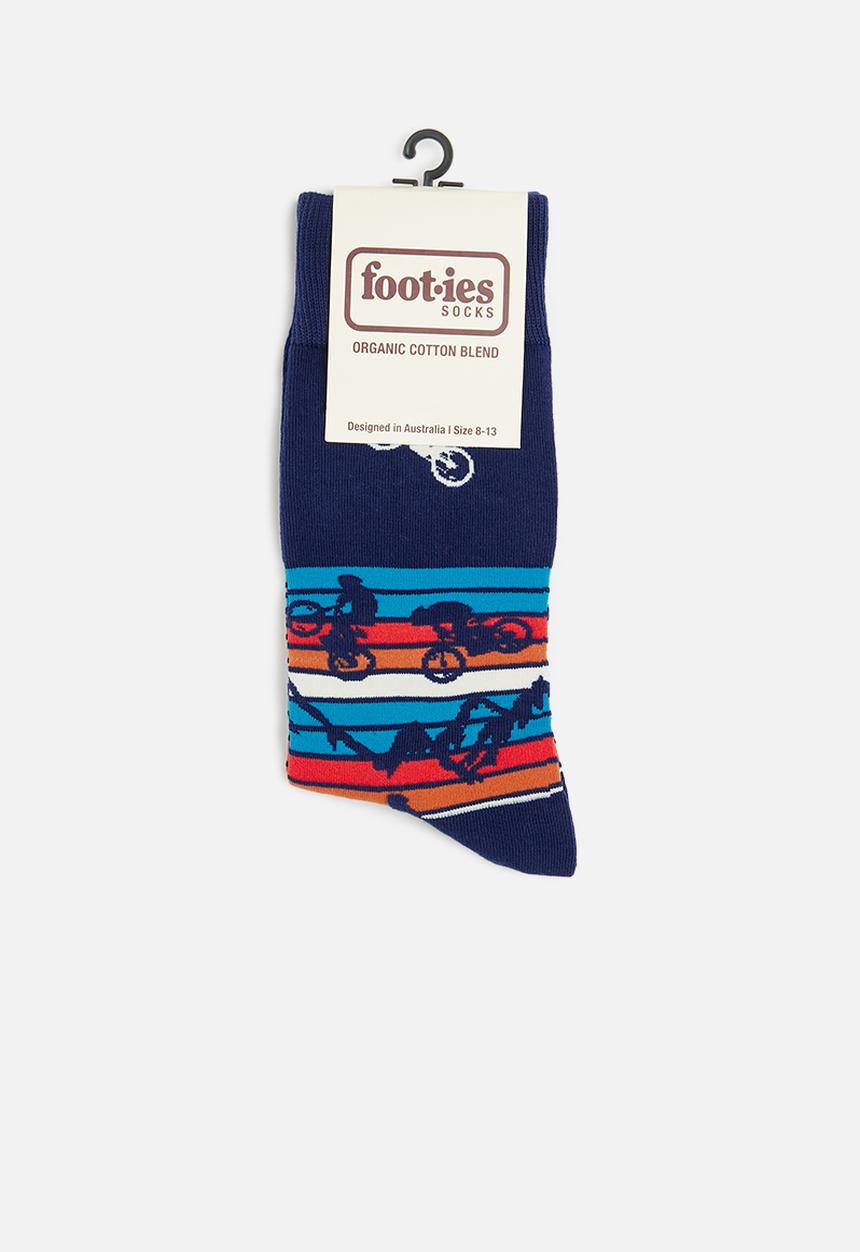 Foot-ies - Mountain bike organic cotton sock - dark blue 