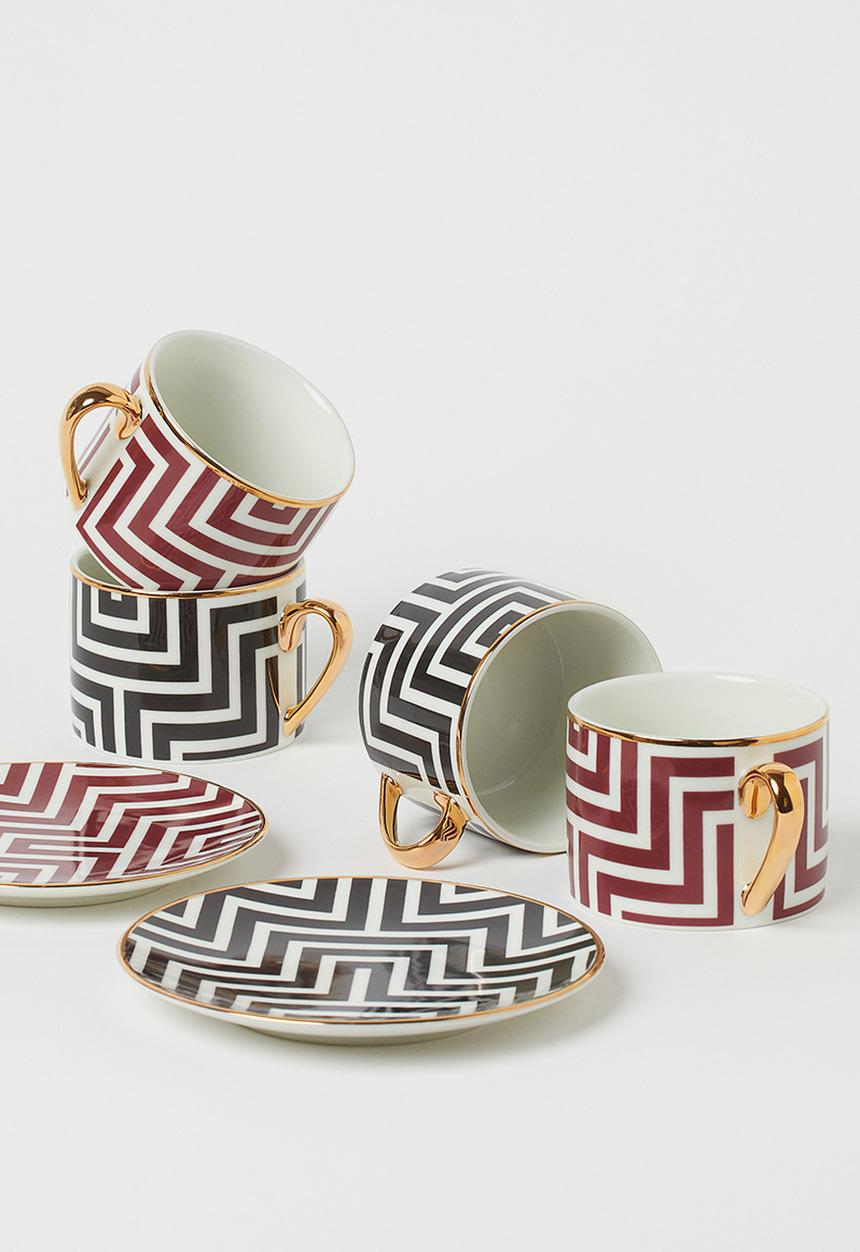 H&M - Porcelain cup - black patterned 