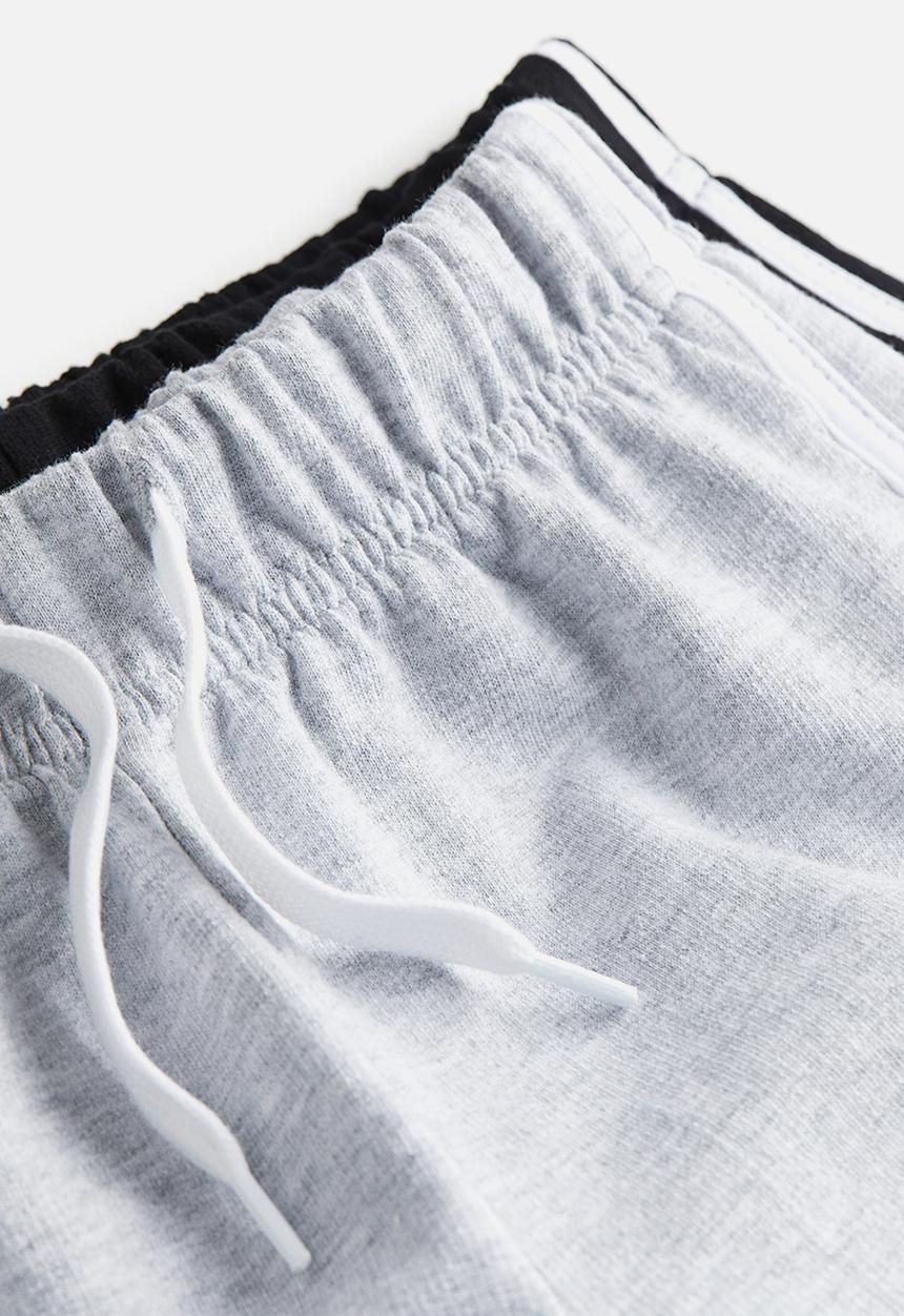 H&M - 2-pack sweatshorts - black / light grey marl 