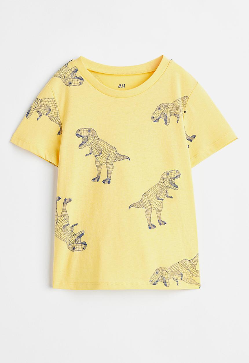 H&M - Cotton jersey T-shirt - yellow dinosaurs