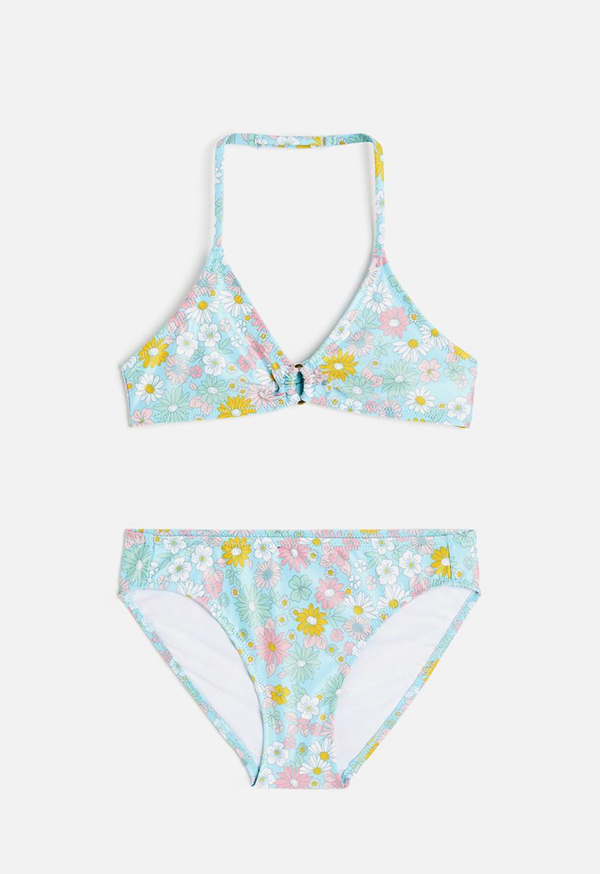 H&M - Halterneck bikini - light turquoise floral