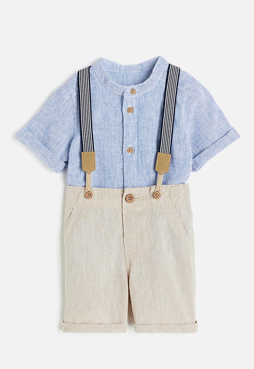 H&M - 2-piece set with braces - blue/light beige 