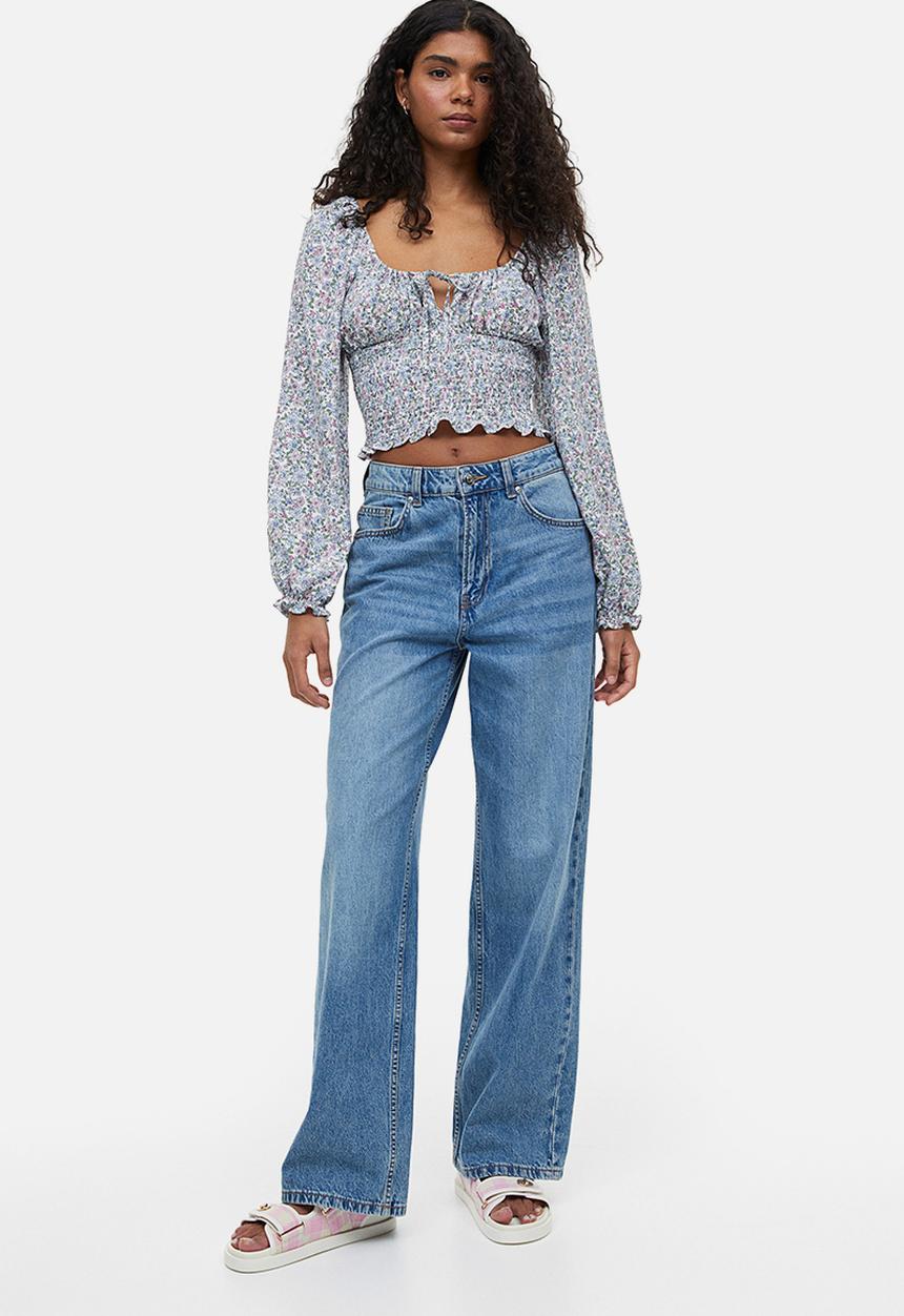 H&M - Smocked blouse - multi,white