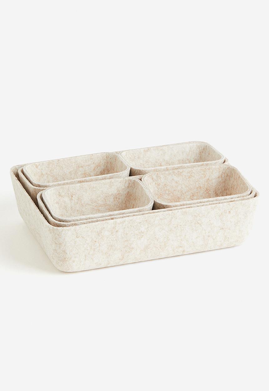 H&M - 7-Piece felted storage basket set - white marl