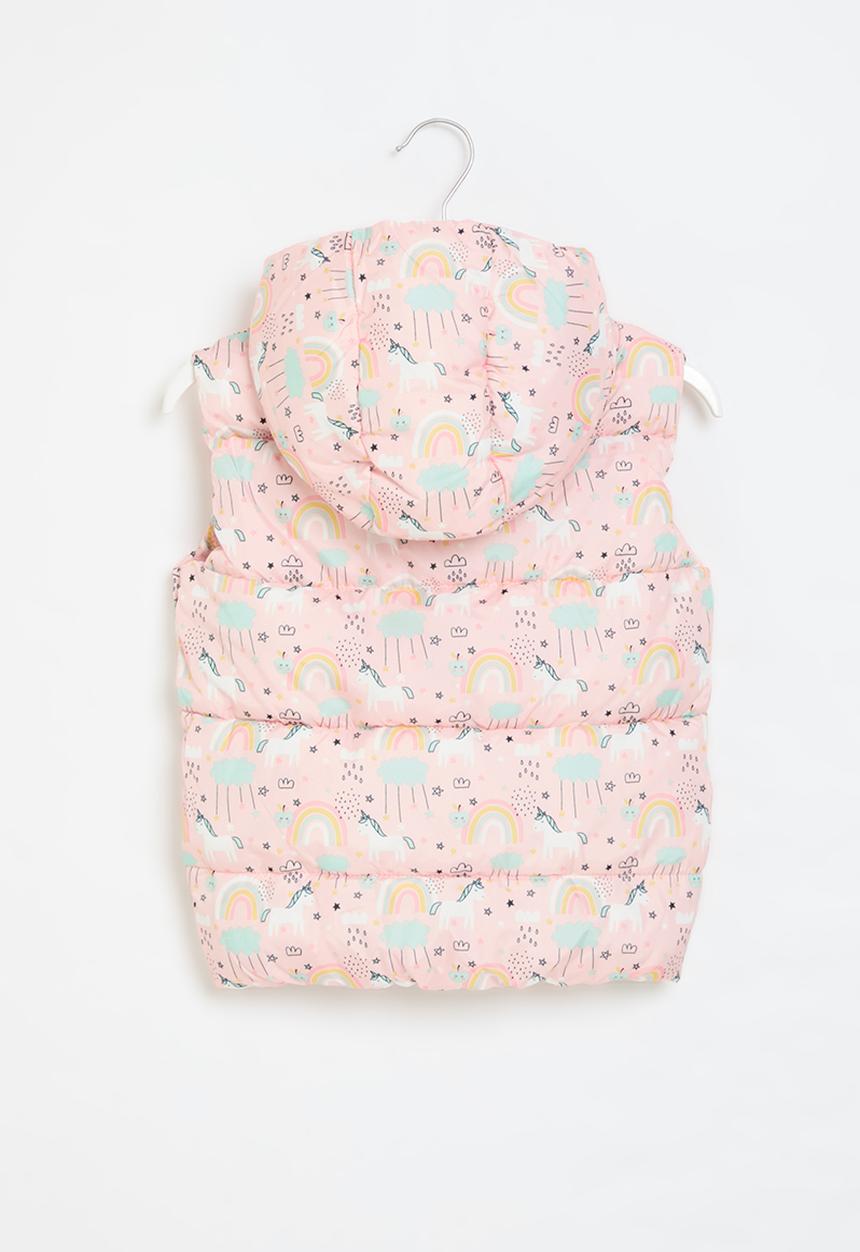 MINOTI - Girls basic unicorn puffa gilet - pink