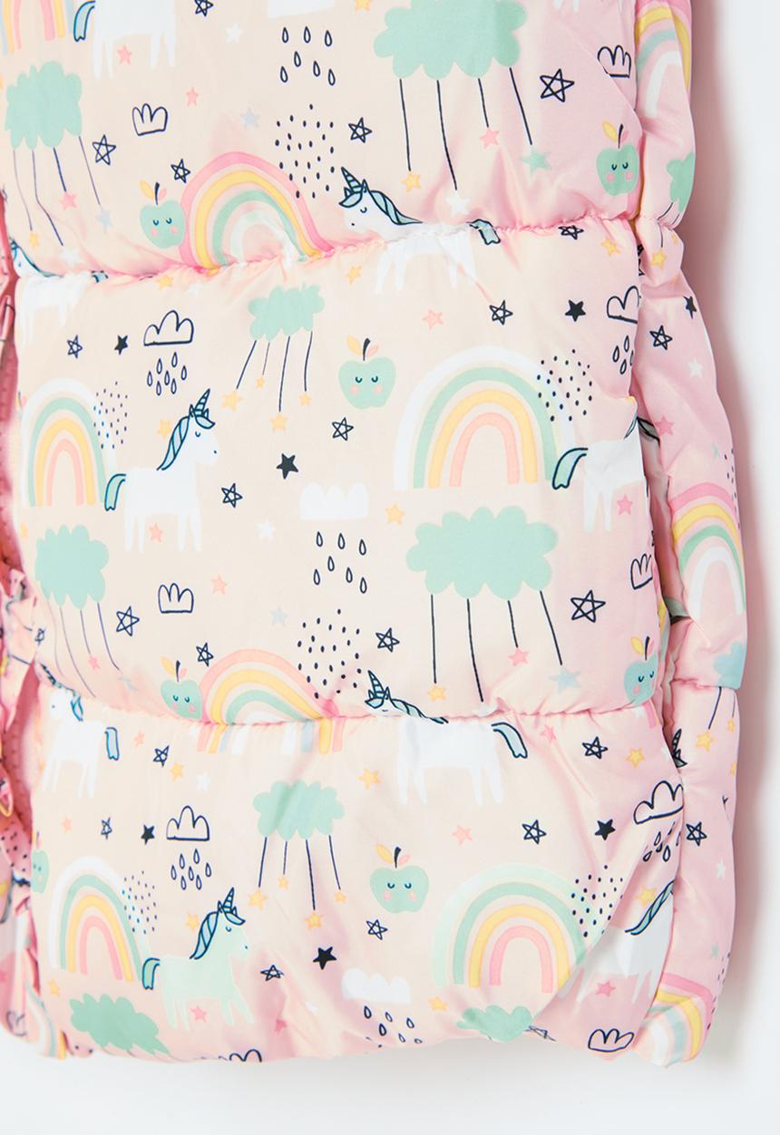 MINOTI - Girls basic unicorn puffa gilet - pink
