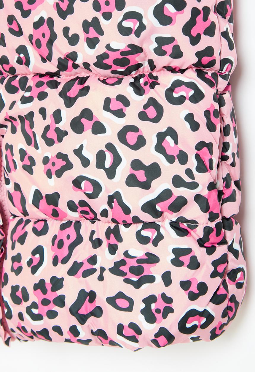 MINOTI - Girls basic pink leopard puffa gilet - pink