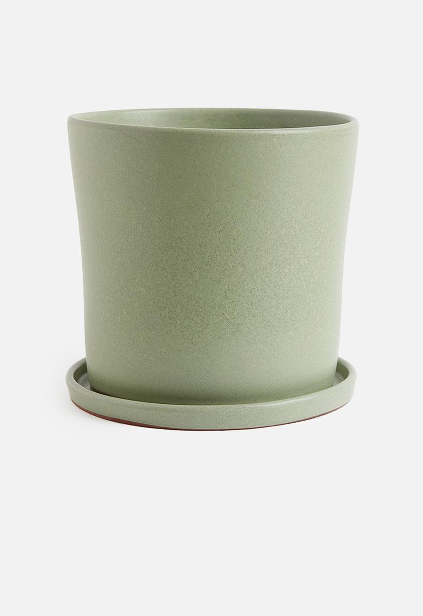 H&M - Large plant pot and saucer - khaki green