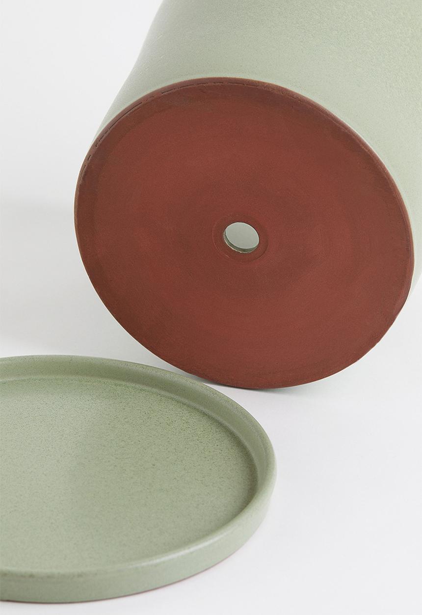 H&M - Large plant pot and saucer - khaki green
