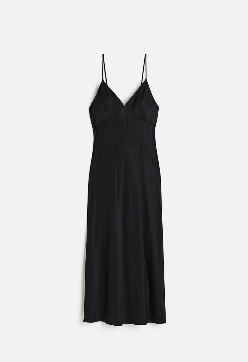 H&M - Satin slip dress - black