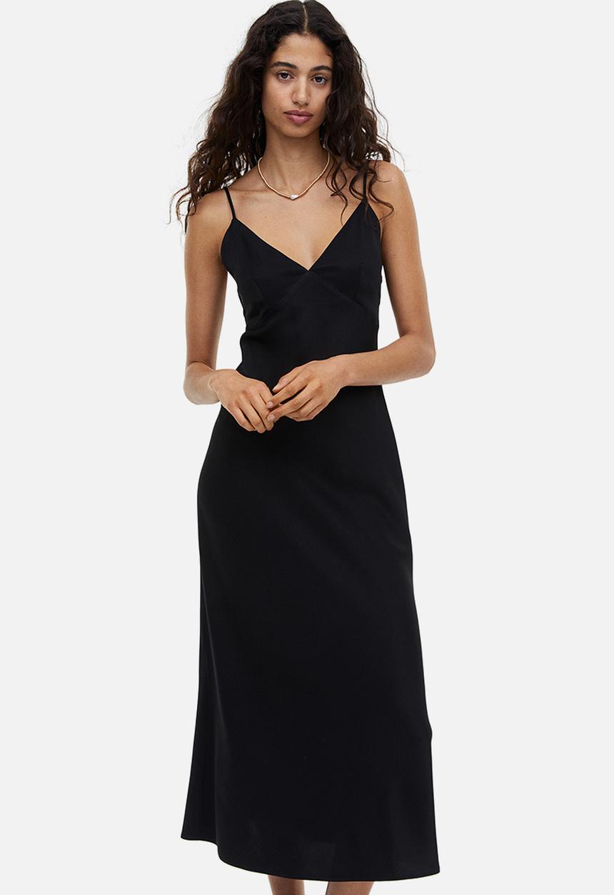 H&M - Satin slip dress - black