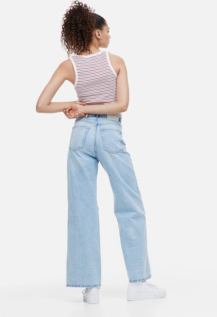H&M - Ribbed cotton vest top - white striped 