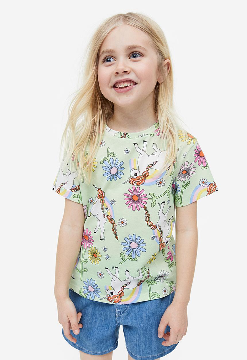 H&M - Printed t-shirt - light green / unicorns 
