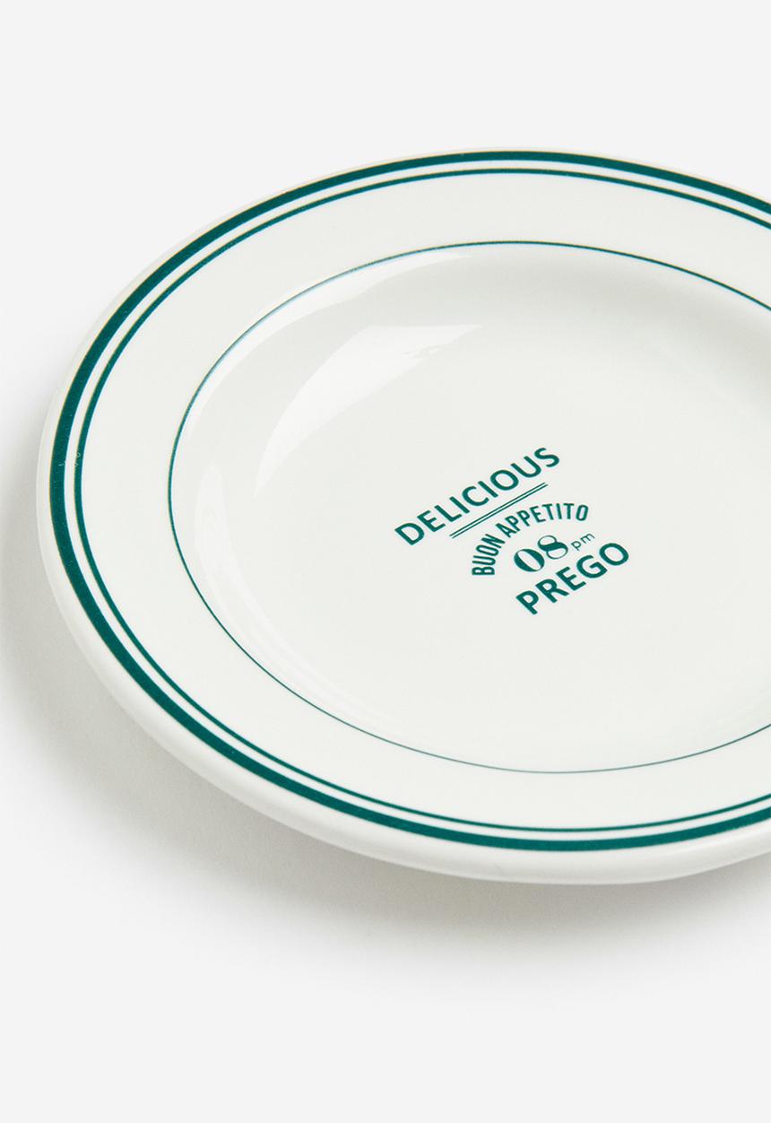 H&M - Stoneware mini plate - white & green