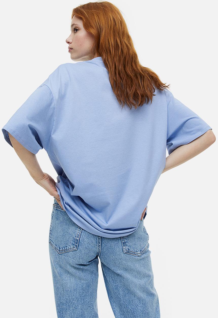 H&M - Oversized printed T-shirt - light blue mindful soul