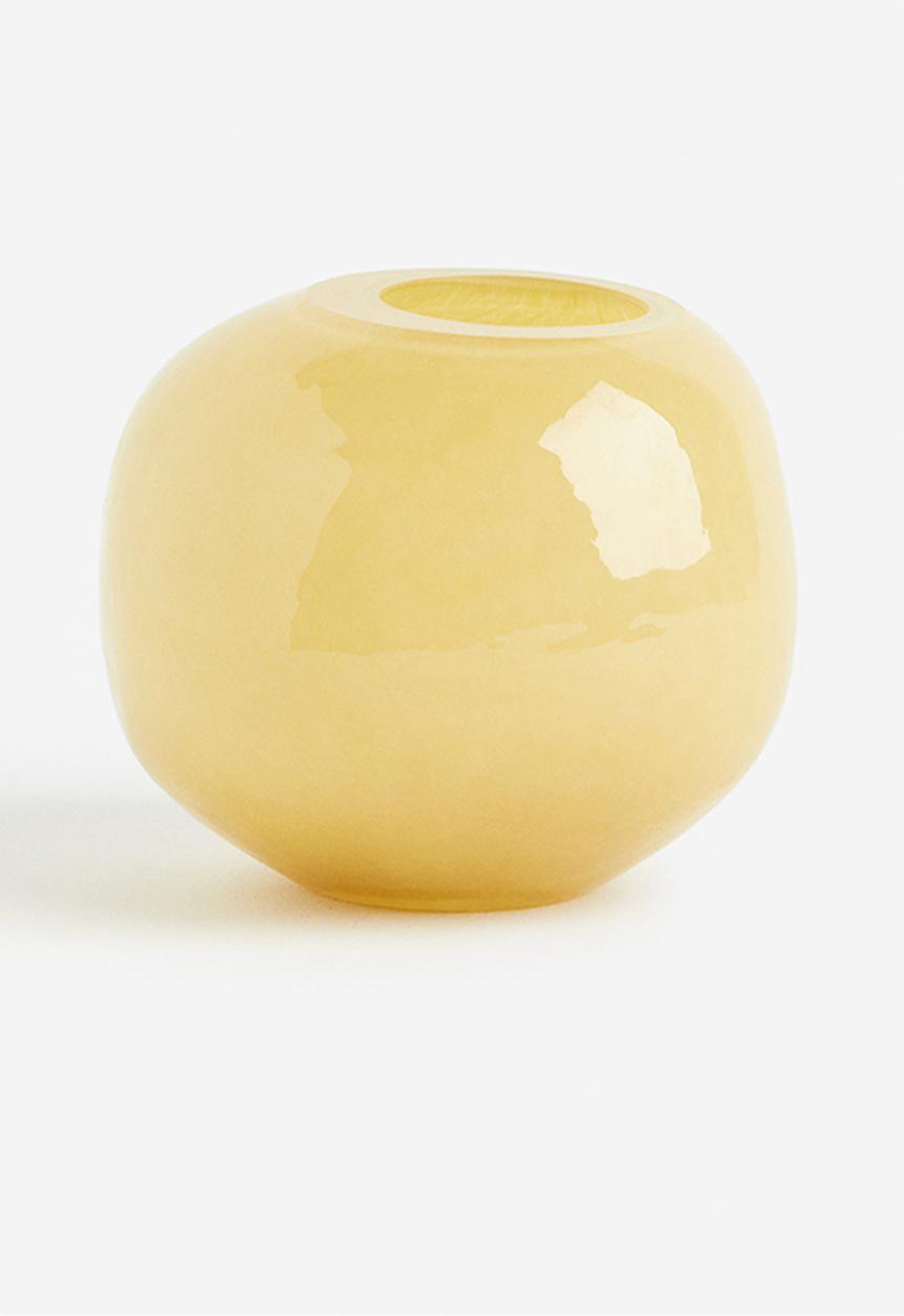 H&M - Small glass vase - light yellow