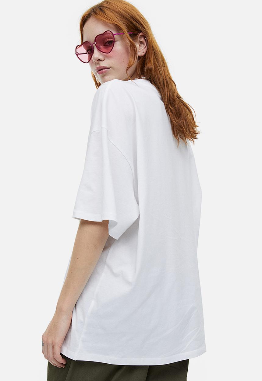H&M - Oversized printed T-shirt - white manifest 