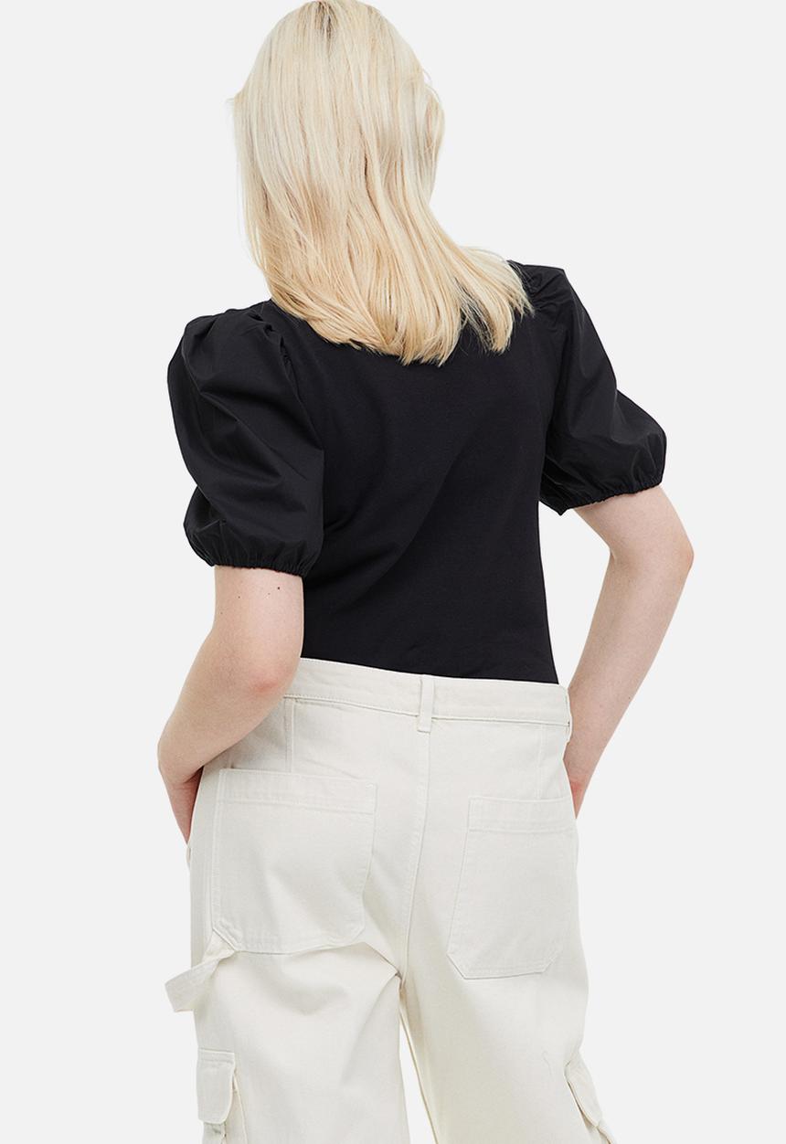 H&M - Puff-sleeved top - black