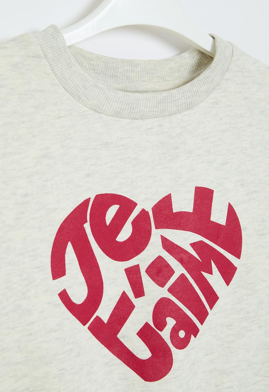 MINOTI - Girls basic oatmeal je taime fleece crew