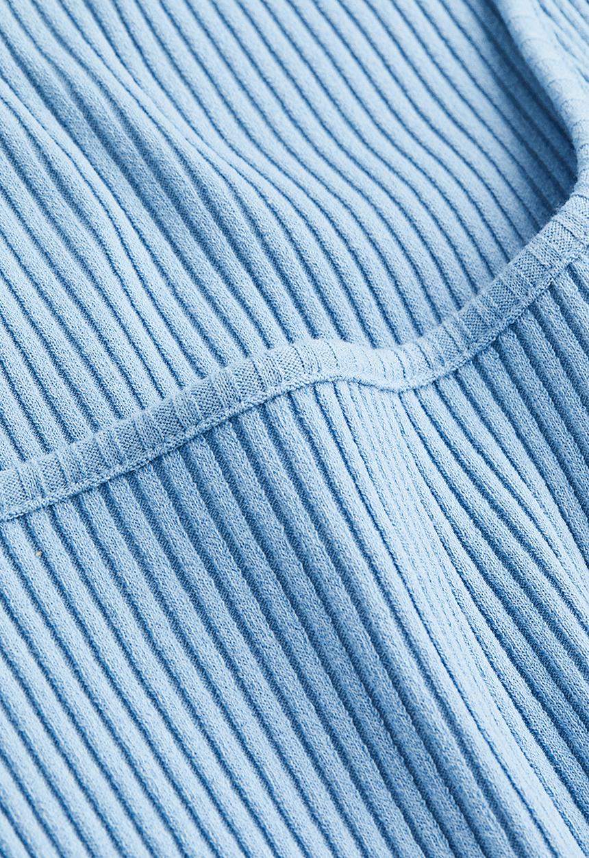 H&M - Ribbed jersey top - light blue 