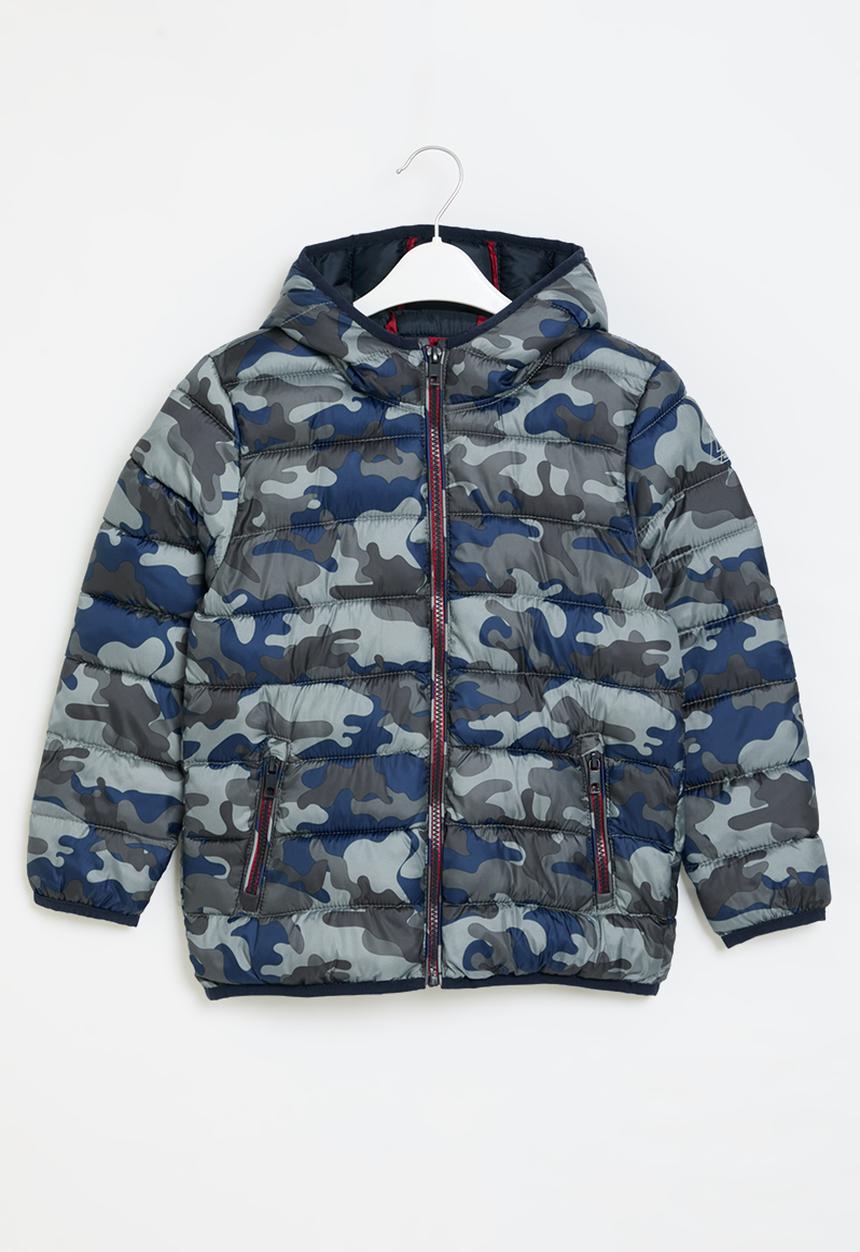 MINOTI - Boys basic blue camo puffa coat - khaki & blue 