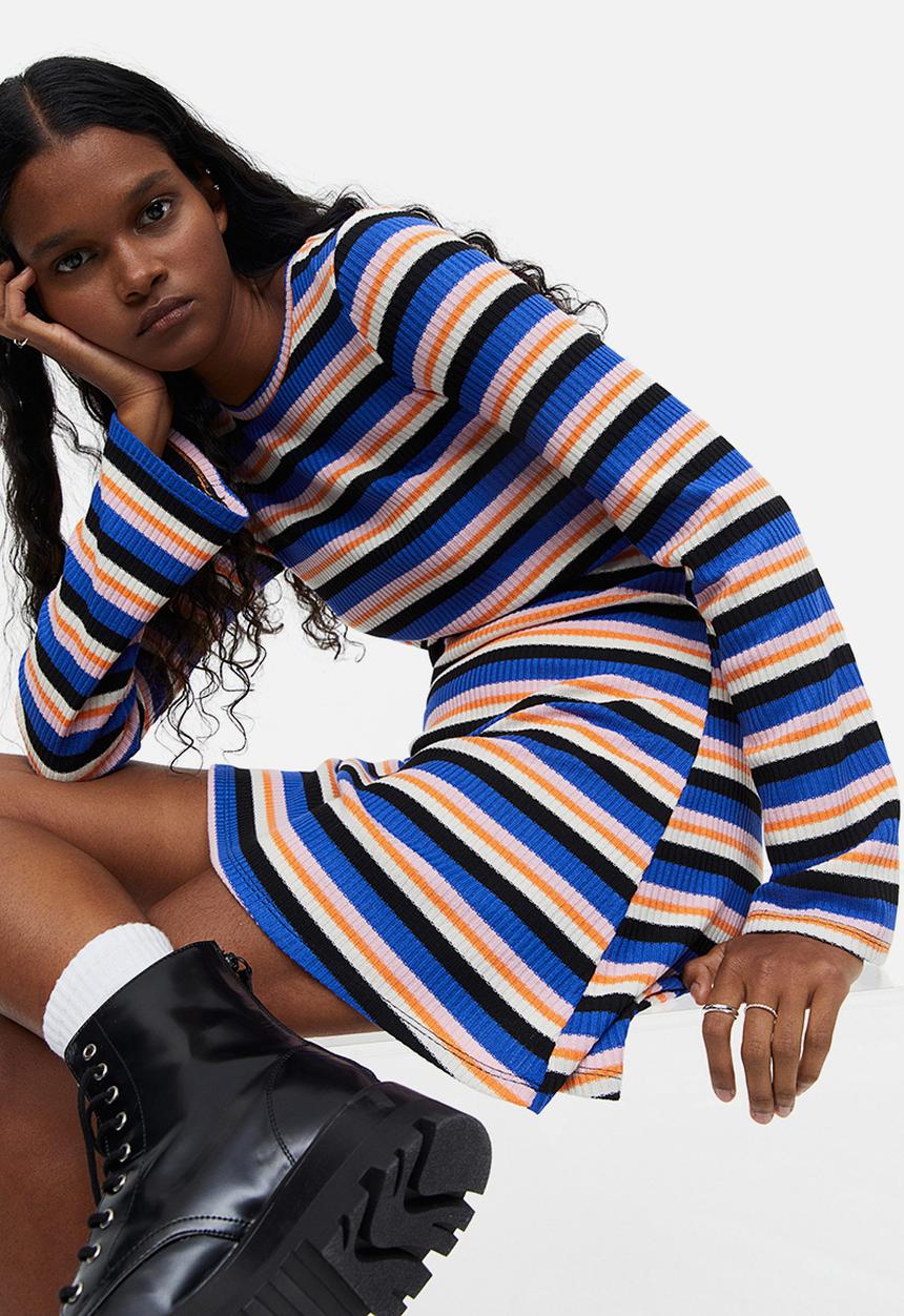 H&M - Ribbed dress - bright blue striped