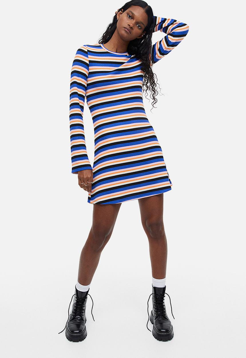 H&M - Ribbed dress - bright blue striped