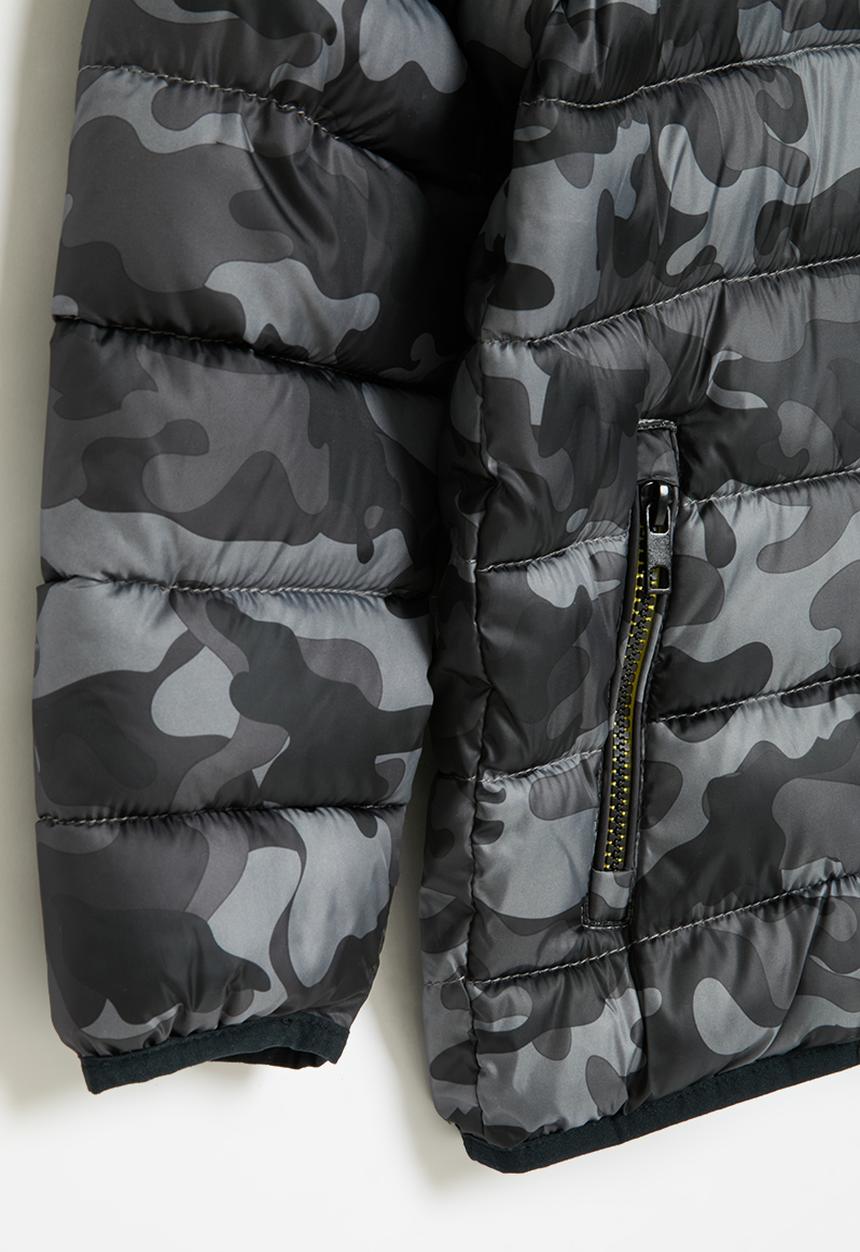 MINOTI - Boys basic grey camo puffa coat - khaki & charcoal 