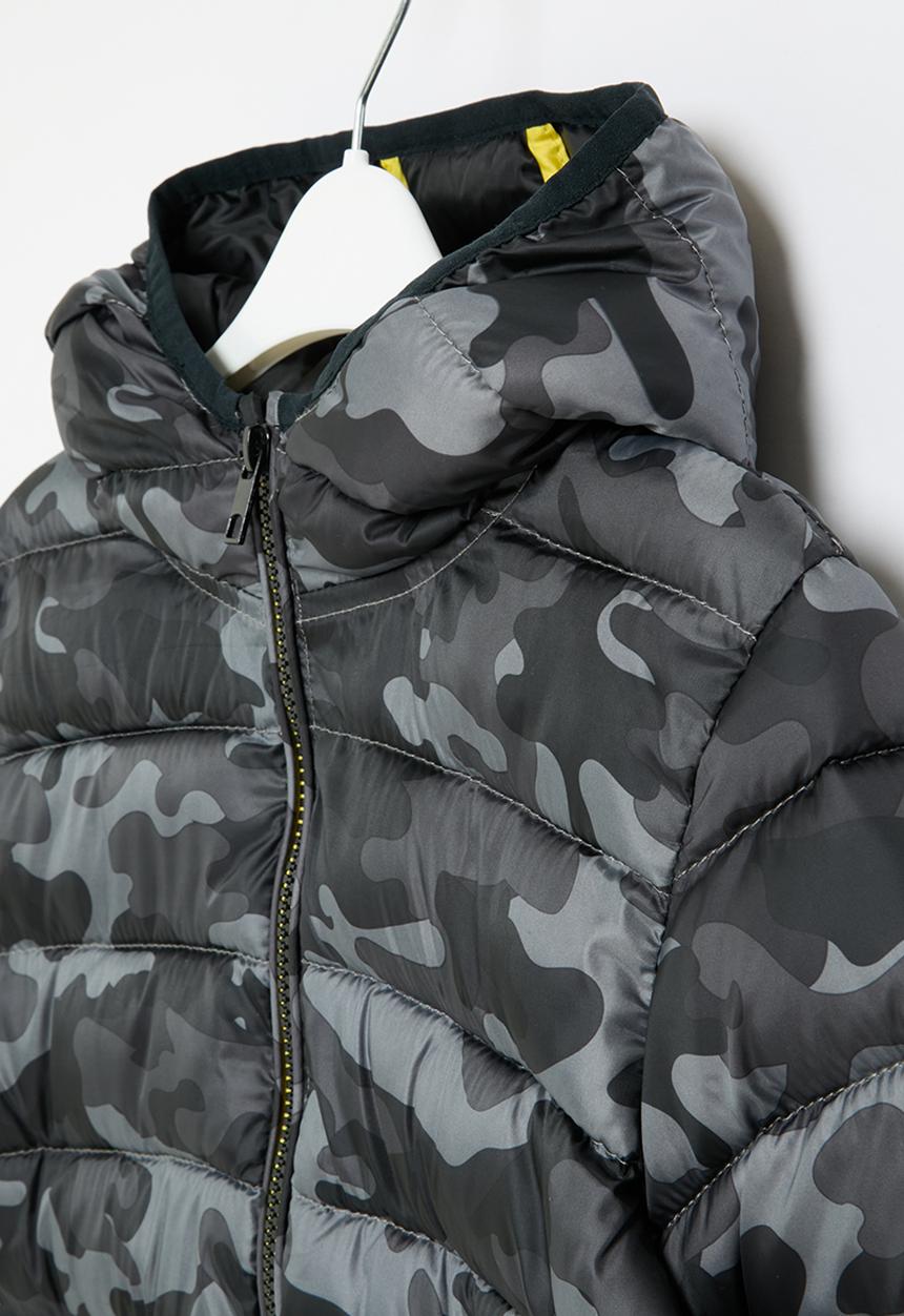 MINOTI - Boys basic grey camo puffa coat - khaki & charcoal 