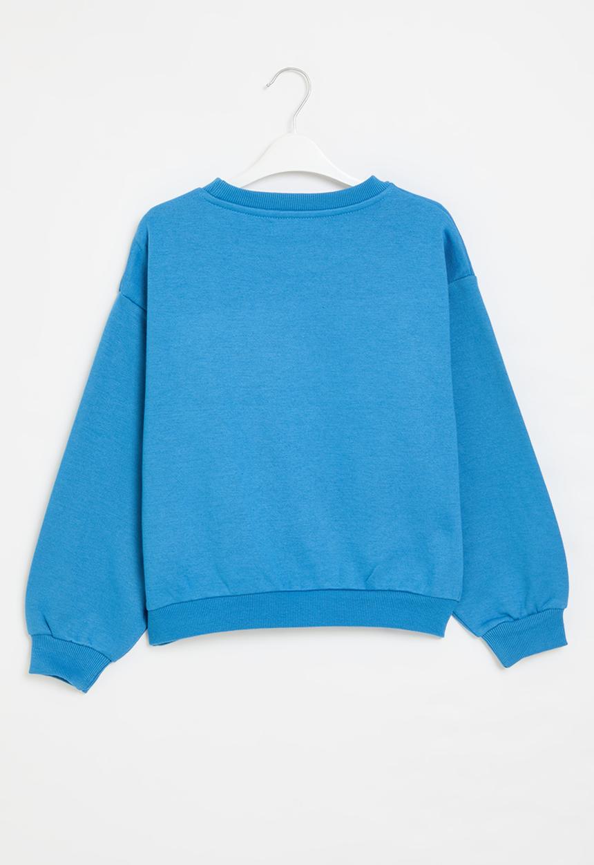 MINOTI - Girls basic blue city of love fleece crew - blue