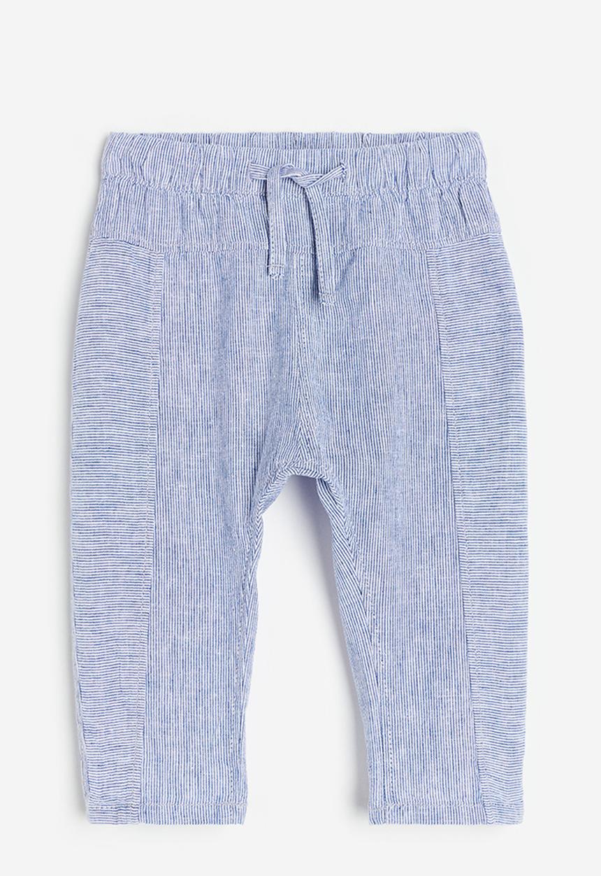 H&M - Linen-blend trousers - blue / striped 