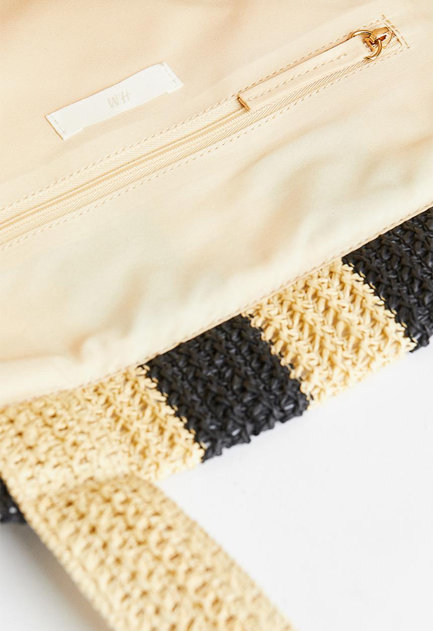 H&M - Straw shopper - beige ,black