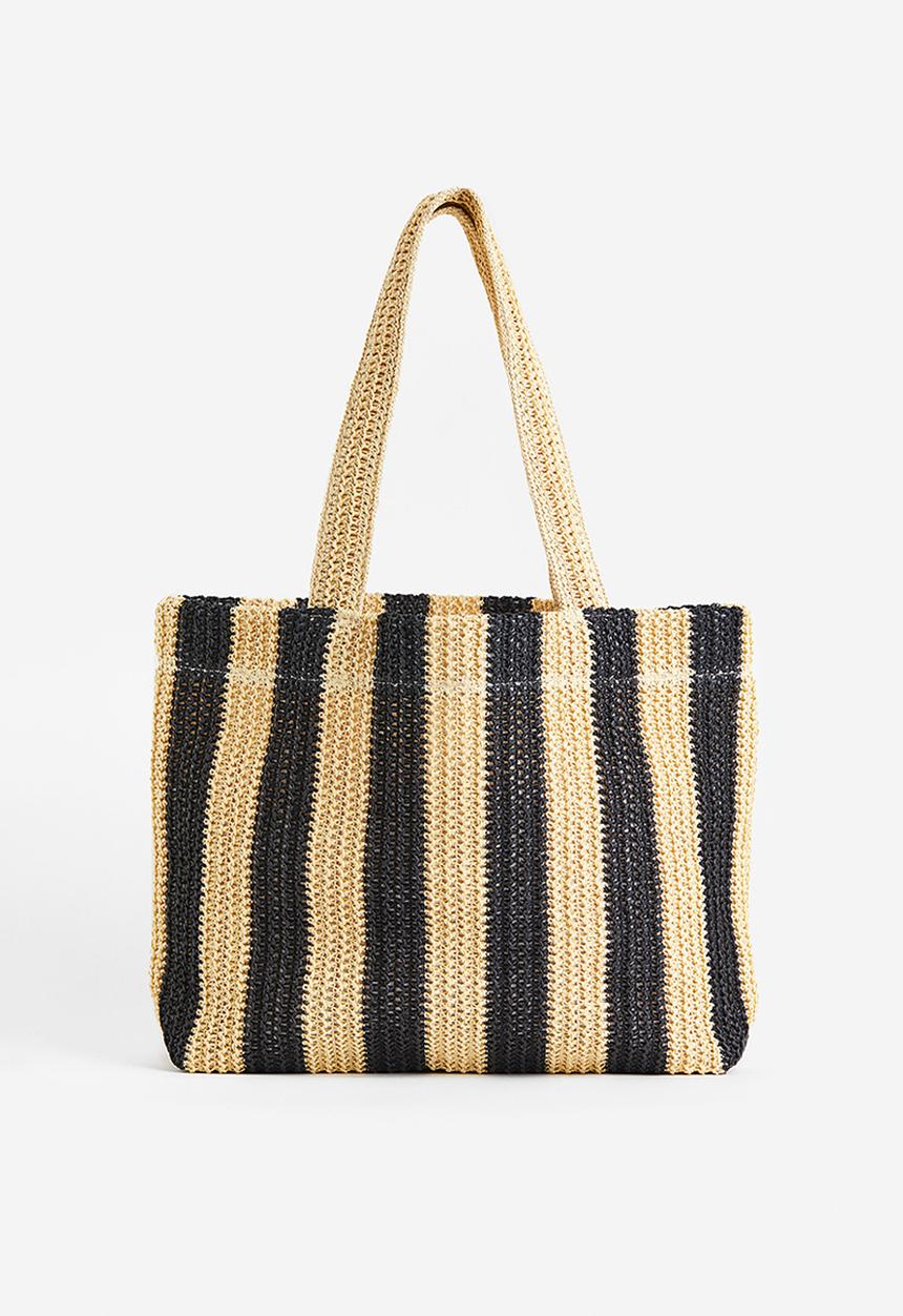 H&M - Straw shopper - beige ,black