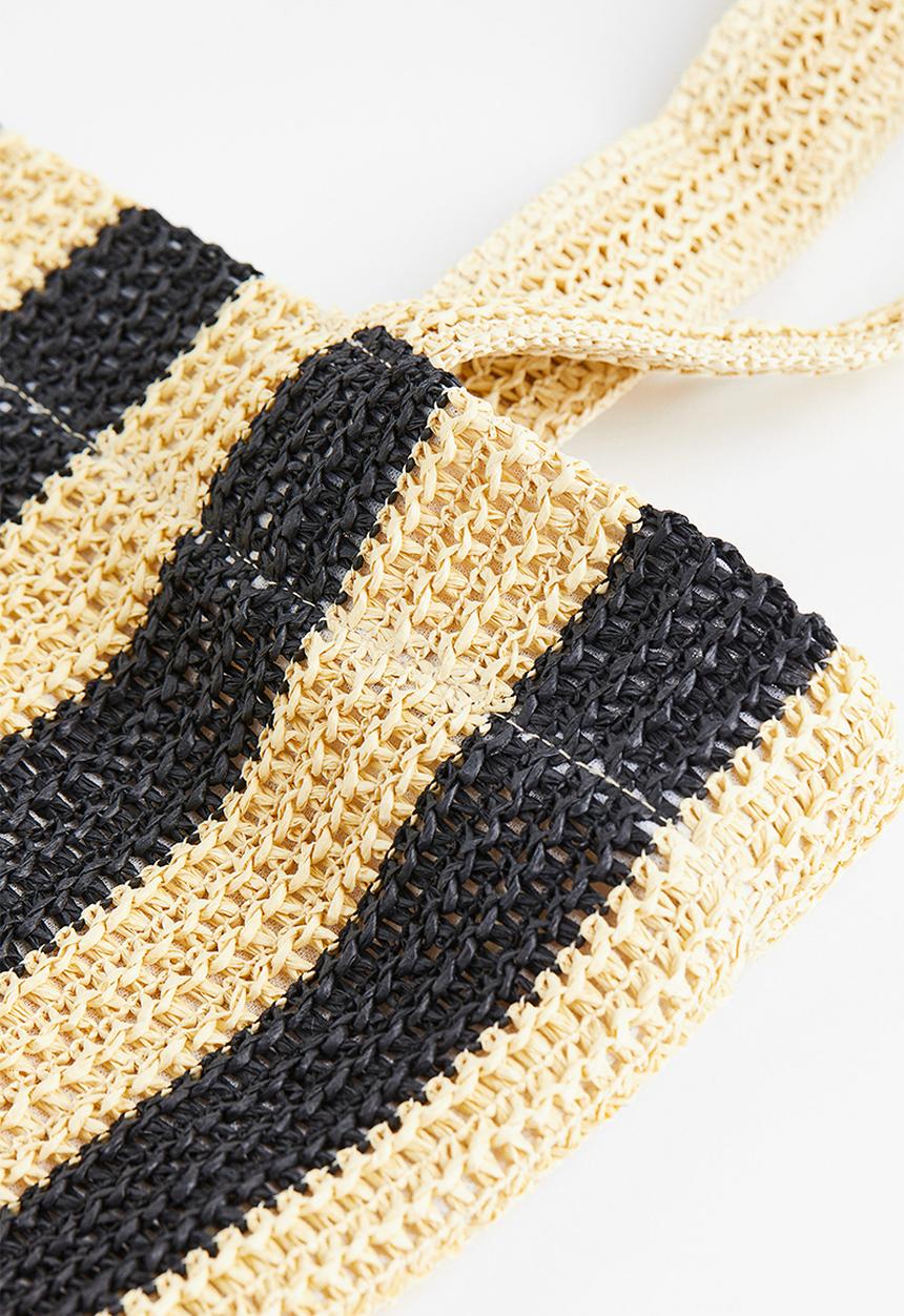 H&M - Straw shopper - beige ,black