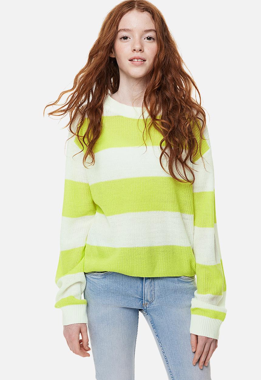 H&M - Oversized jumper - Lime green & white 