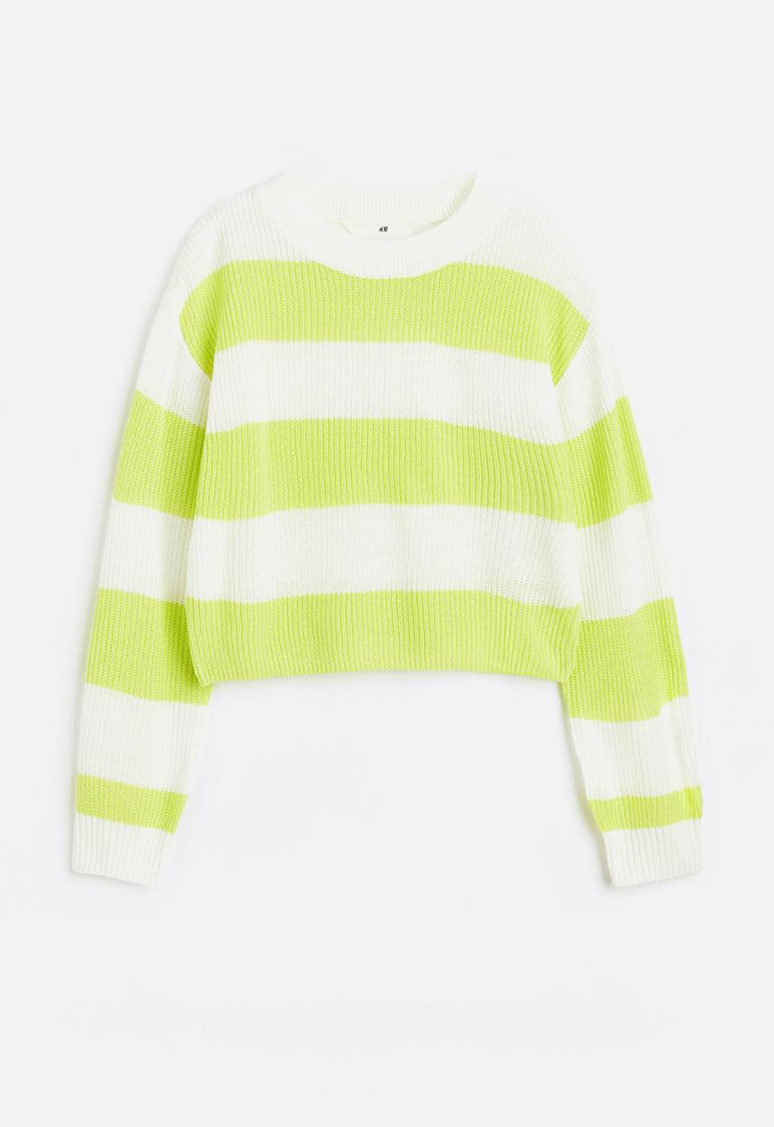 H&M - Oversized jumper - Lime green & white 