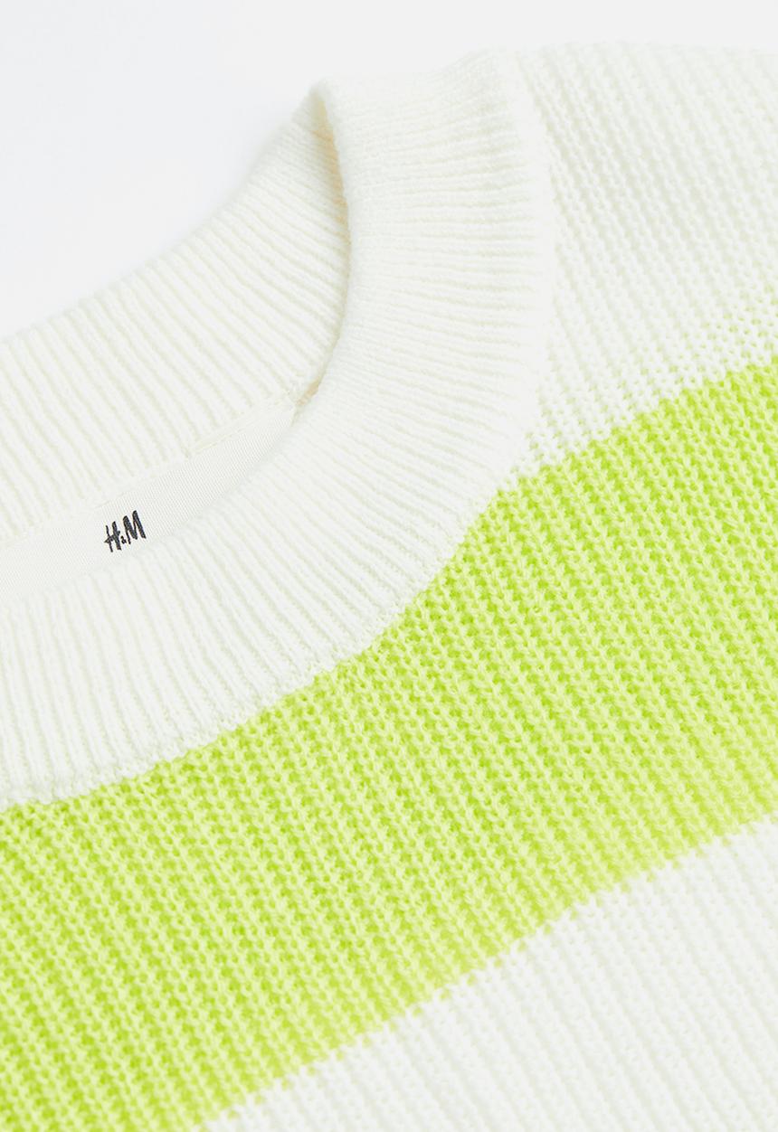 H&M - Oversized jumper - Lime green & white 