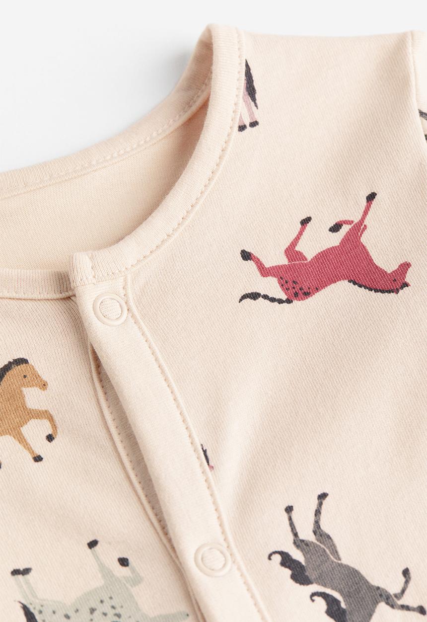 H&M - Patterned sleepsuit - light beige / horses 