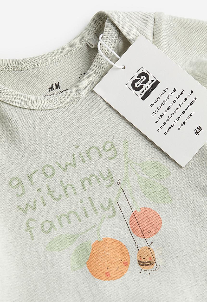 H&M - Cotton jersey bodysuit - light dusky green