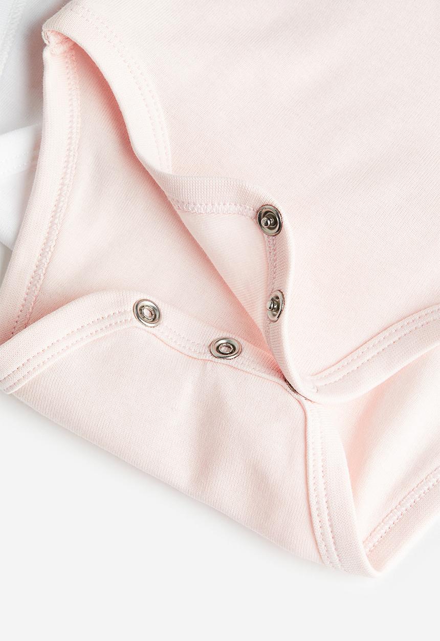 H&M - 3-pack short-sleeved bodysuits - beige ,pink,white
