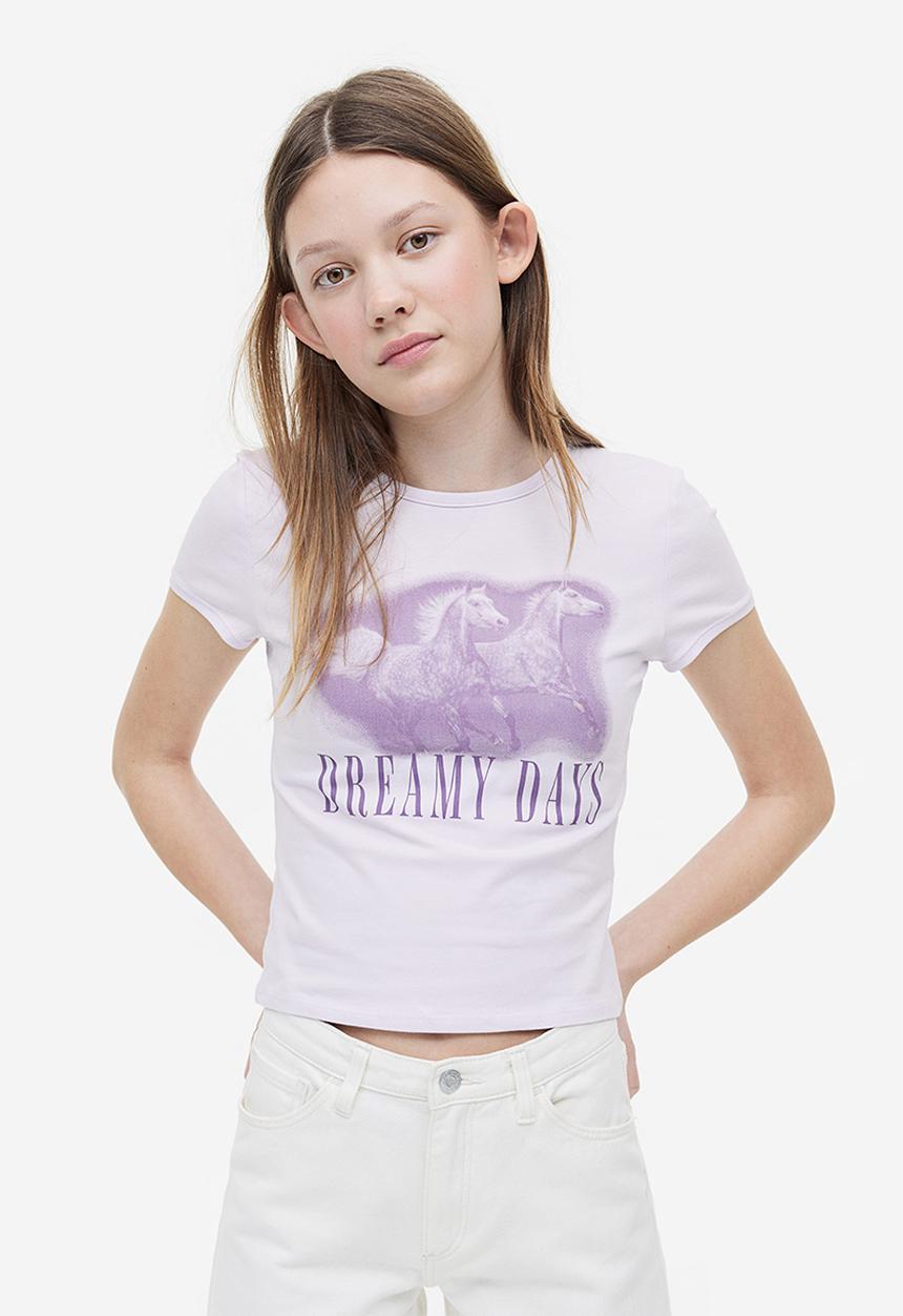 H&M - Printed T-shirt - light purple horses